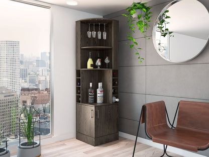 Brown Wine Rack Cabinet - 8 Bottle Storage for Dining Room