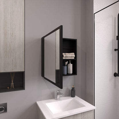 Black Particle Board Medicine Cabinet for Bathroom Renovation Upgrade