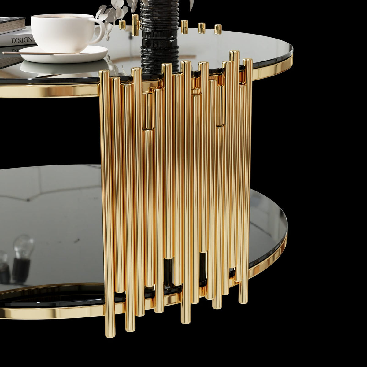Modern Black Stainless Steel Coffee Table - Sleek & Durable Design