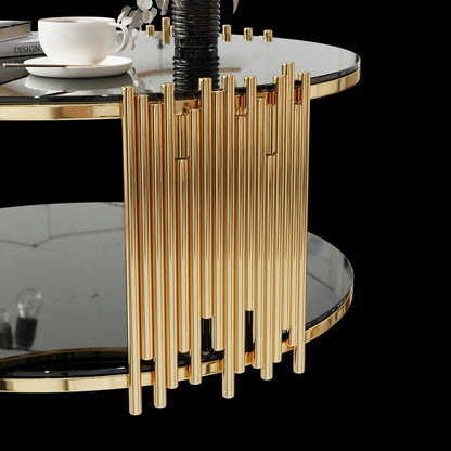 Modern Black Stainless Steel Coffee Table - Sleek & Durable Design