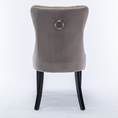 Gray Velvet Dining Chairs - Set of 2 Modern Upholstered Chairs