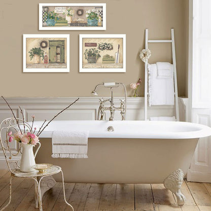 Large Garden Bath Wall Art - White Framed Poster