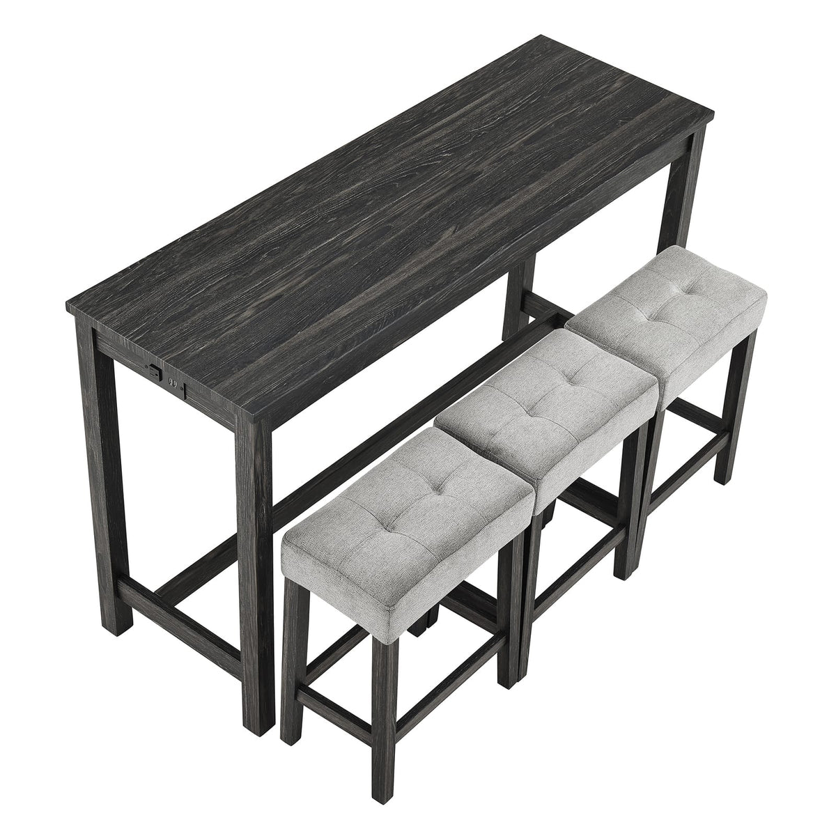 Industrial Bar Table Set with 4 Bar Stools