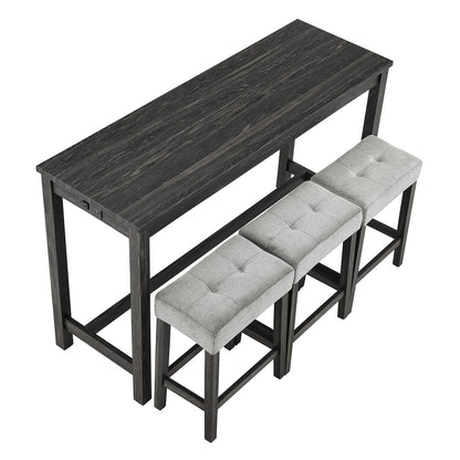 Industrial Bar Table Set with 4 Bar Stools