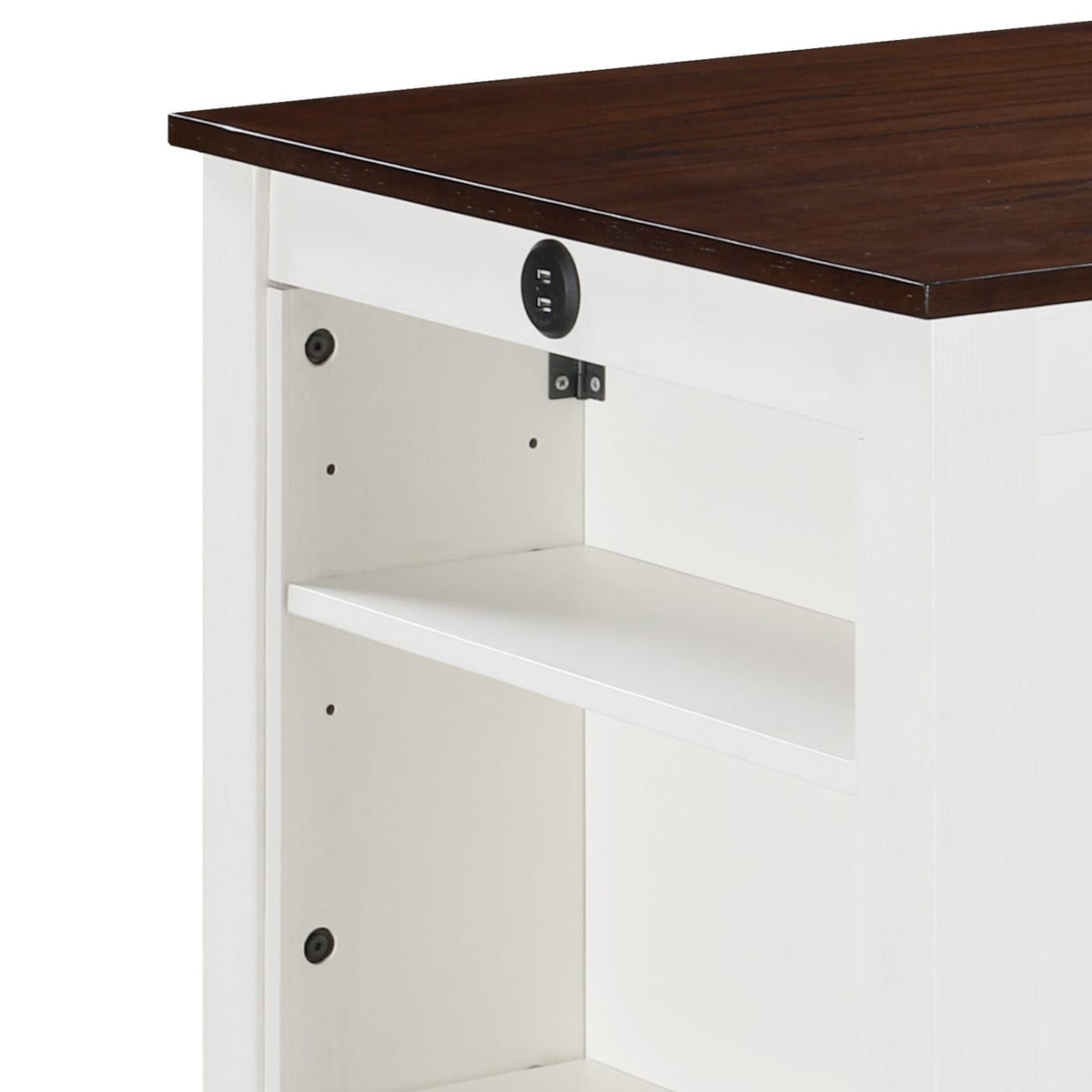 Graham 36" White Dining Table with USB Ports & Shelves for Dining Room