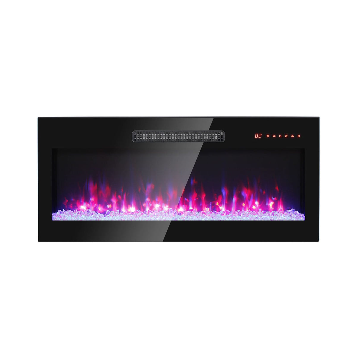 Antique Black Electric Fireplace - Wall Mounted Flame Effect for Living Room