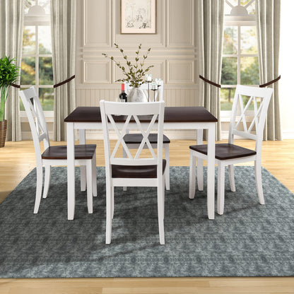 Espresso White Rectangular Dining Table Set 5 Piece