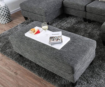 Contemporary Gray Chenille Ottoman - Plush Living Room Accent