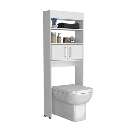 White Over The Toilet Storage Cabinet 63" H - 2 Shelves