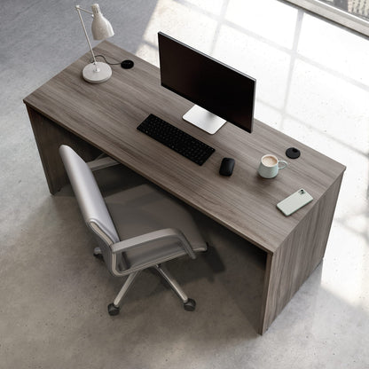 64" Rectangular Brown Desk with Hutch - Office Storage