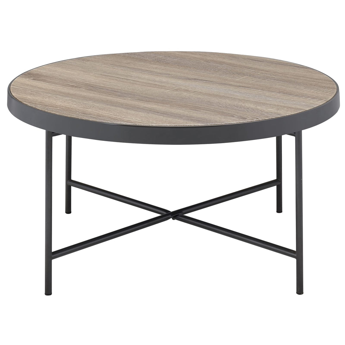 Weathered Grey Oak & Black Coffee Table - Industrial Style