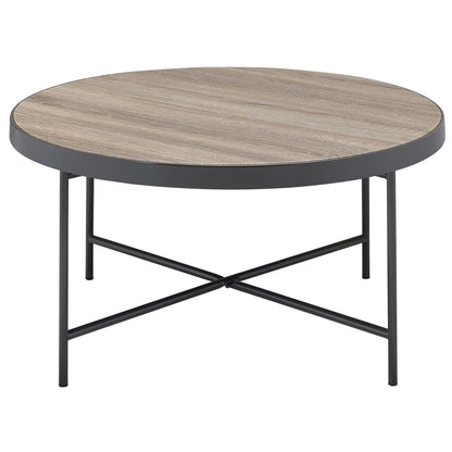 Weathered Grey Oak & Black Coffee Table - Industrial Style
