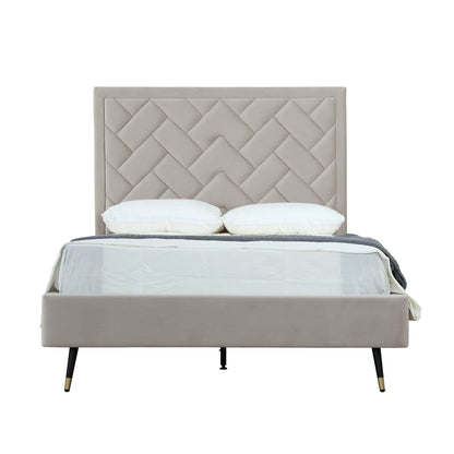 Greige Eucalyptus Full Bed Frame with Headboard