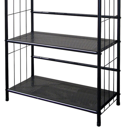 37" Black Wood 3-Tier Metal Bookshelf - Display Shelving for Living Room