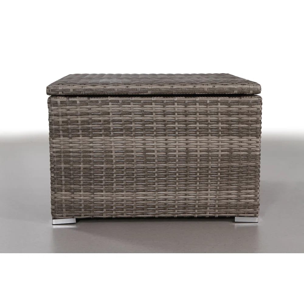 Grey Wicker Sectional Outdoor Table - 33" Storage