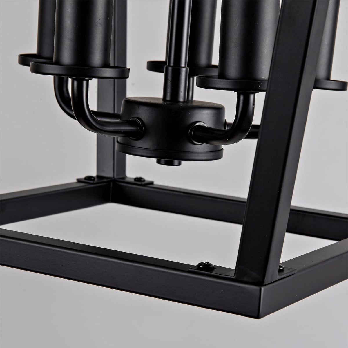 Farmhouse Lantern Chandelier - 5 Light Black Iron Ceiling Fixture