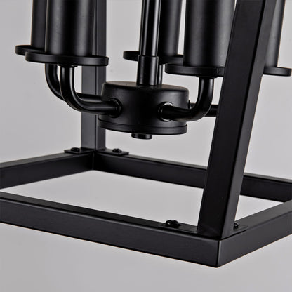 Farmhouse Lantern Chandelier - 5 Light Black Iron Ceiling Fixture