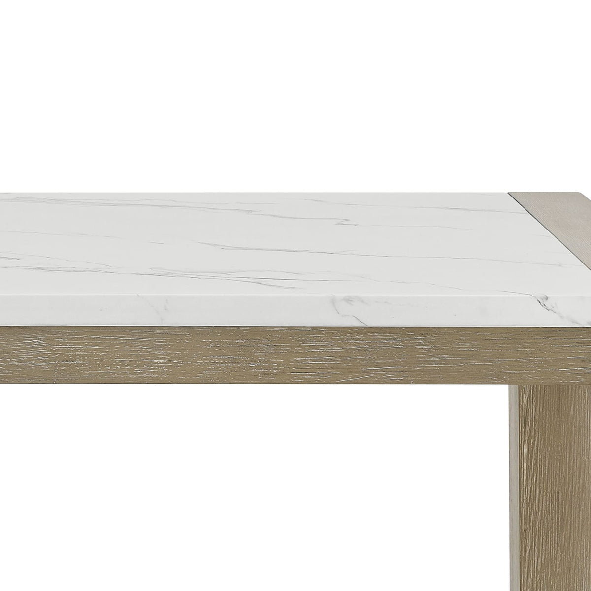 Parson Style Dining Table in Light Oak with White Marble Top