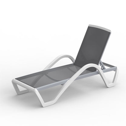 Gray Aluminum Patio Chaise Lounge - Outdoor Pool Chair