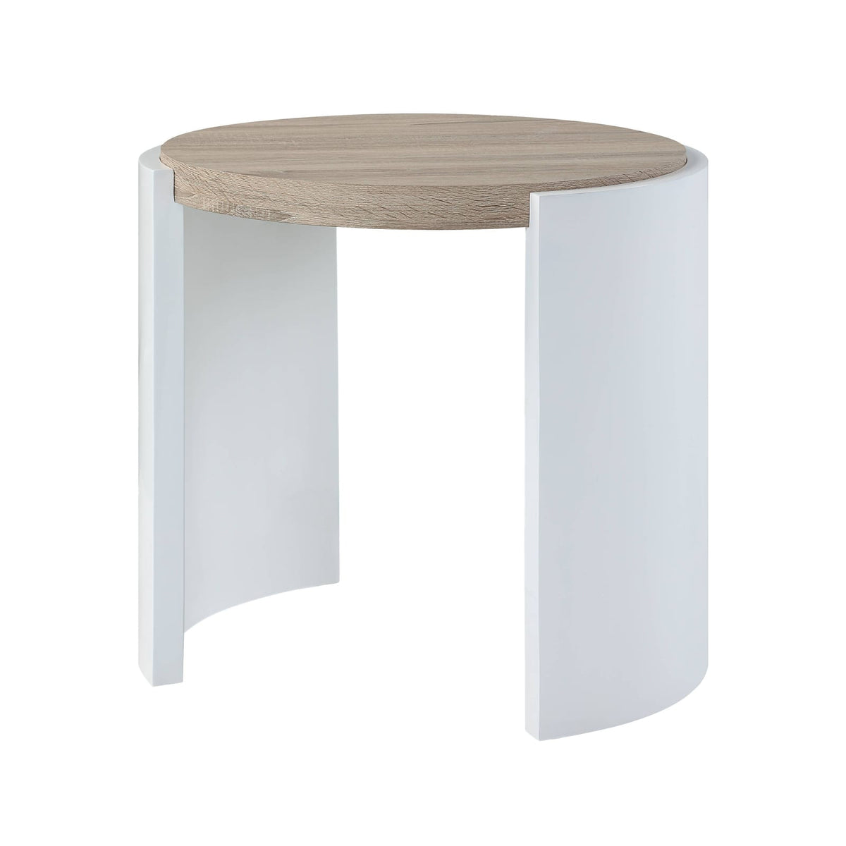 Zoma Oak & White High Gloss End Table - Sleek Modern Design