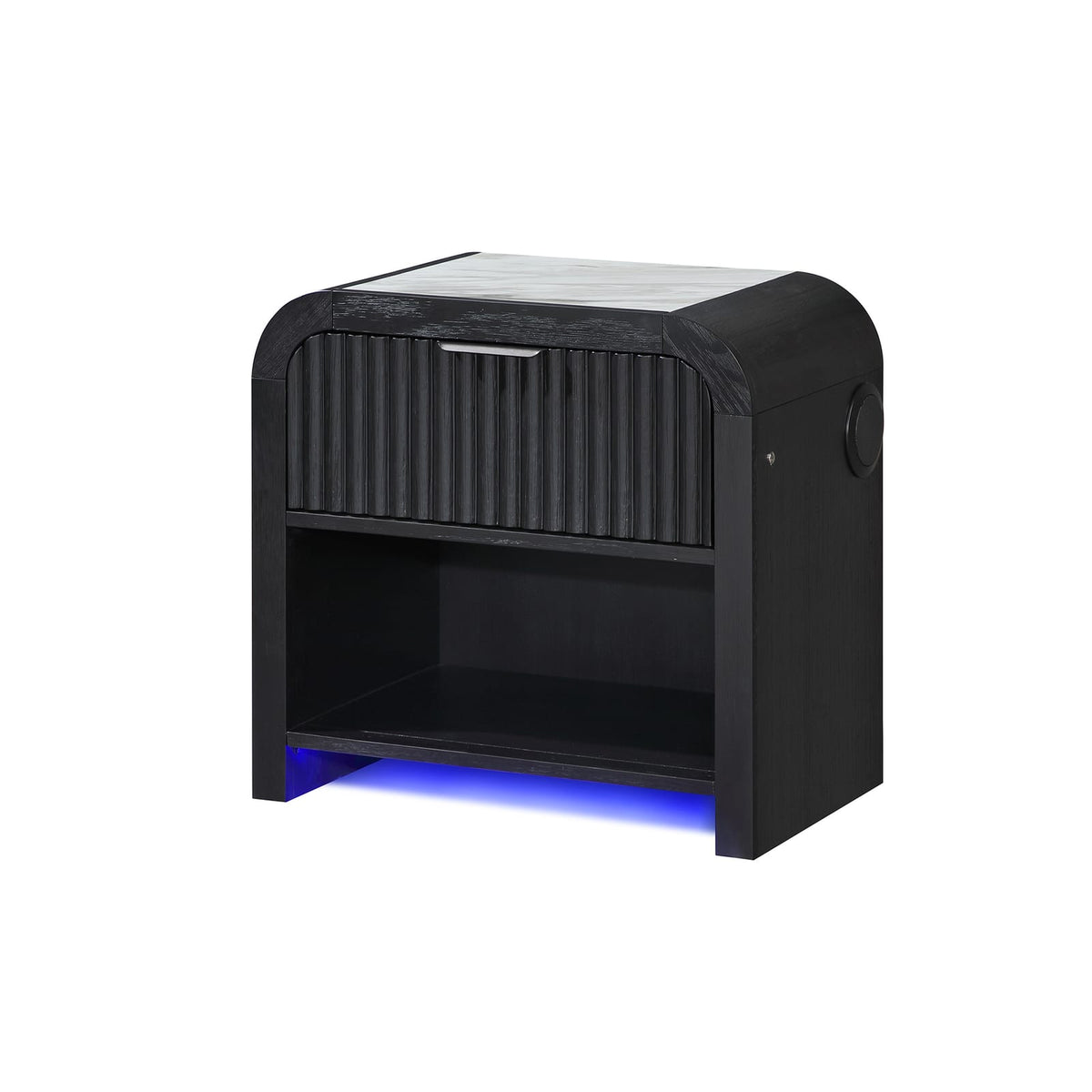 Black and White Drawer Nightstand - 28" Wide for Bedroom
