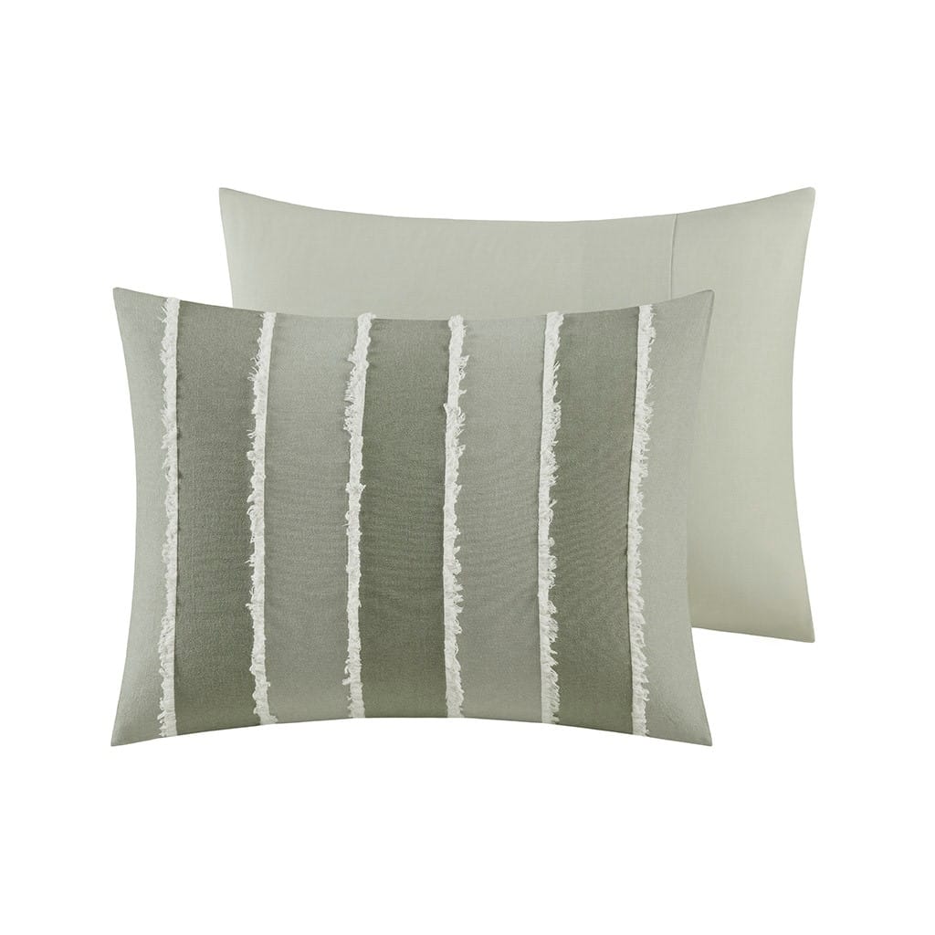 Queen Striped Cotton Duvet Cover Set Multicolor