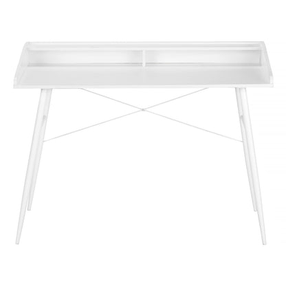 Computer Desk, White Home Office Desk with Storage Shelves - 48"L