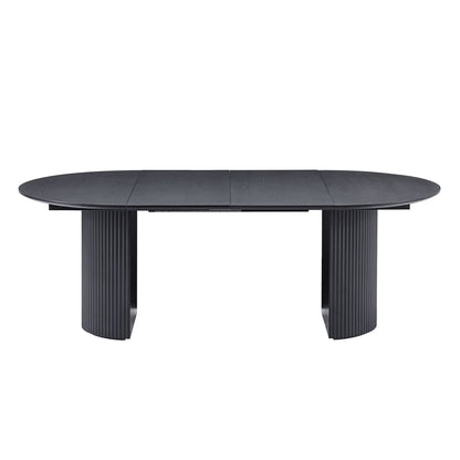 Black MDF Expandable Dining Table for Modern Kitchen Dining Room for Living Room