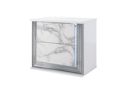 Marble Square Nightstand 2 Drawers Bedroom