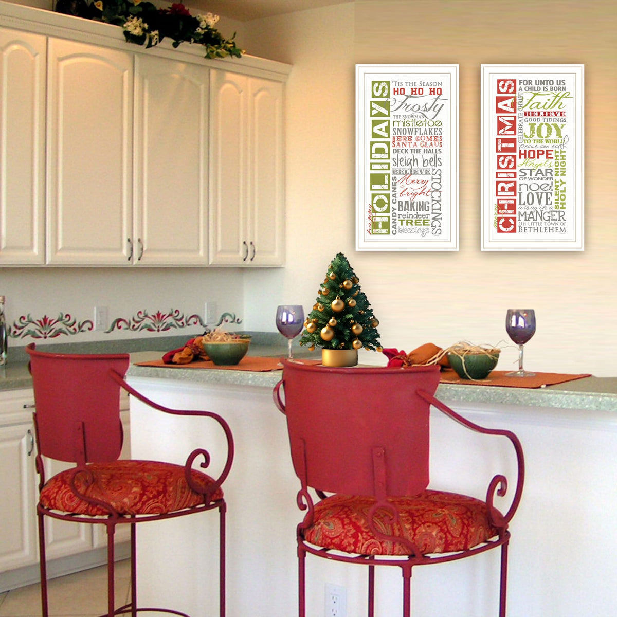 Multicolor Wood Paper Wall Art Prints - 2 Piece Living Room Decor