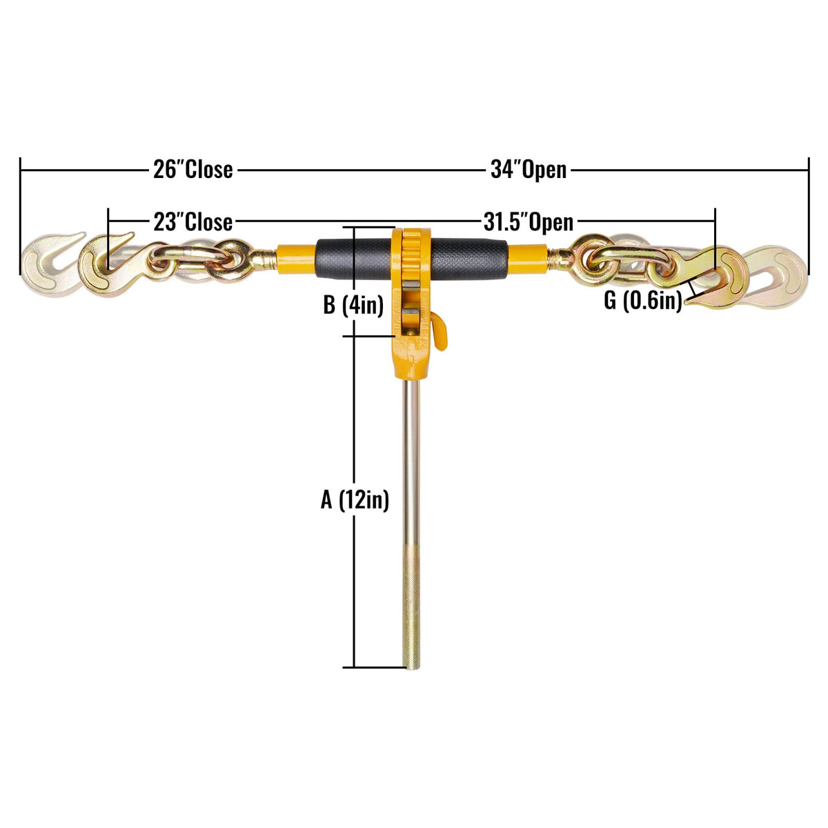Heavy Duty Chain Binder - 12000 lb Load Capacity Yellow Steel