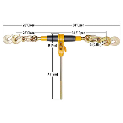 Heavy Duty Chain Binder - 12000 lb Load Capacity Yellow Steel