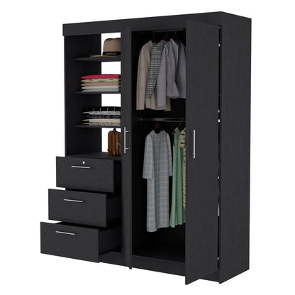 Wenge 3-Drawer Armoire - Bedroom Storage Furniture