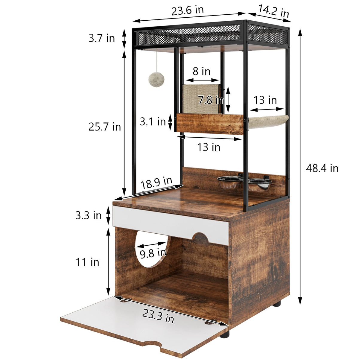 Cat Litter Box Enclosure - White Vintage Style