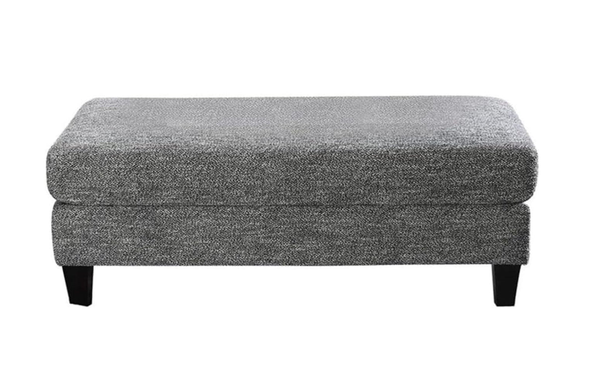 Contemporary Gray Chenille Ottoman - Plush Living Room Accent