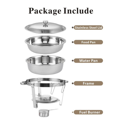 Silver Stainless Steel Catering Chafing Dish Set - 4 Pack