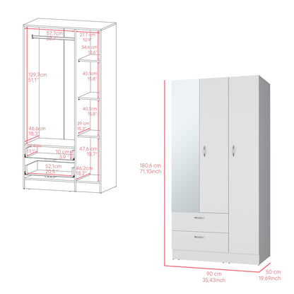 White Bedroom Dresser - 35.4" Wide Storage Cabinet