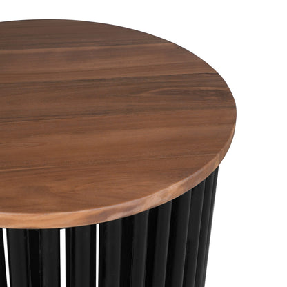 Natural Black Acacia Wood Side Table - Outdoor Patio Table