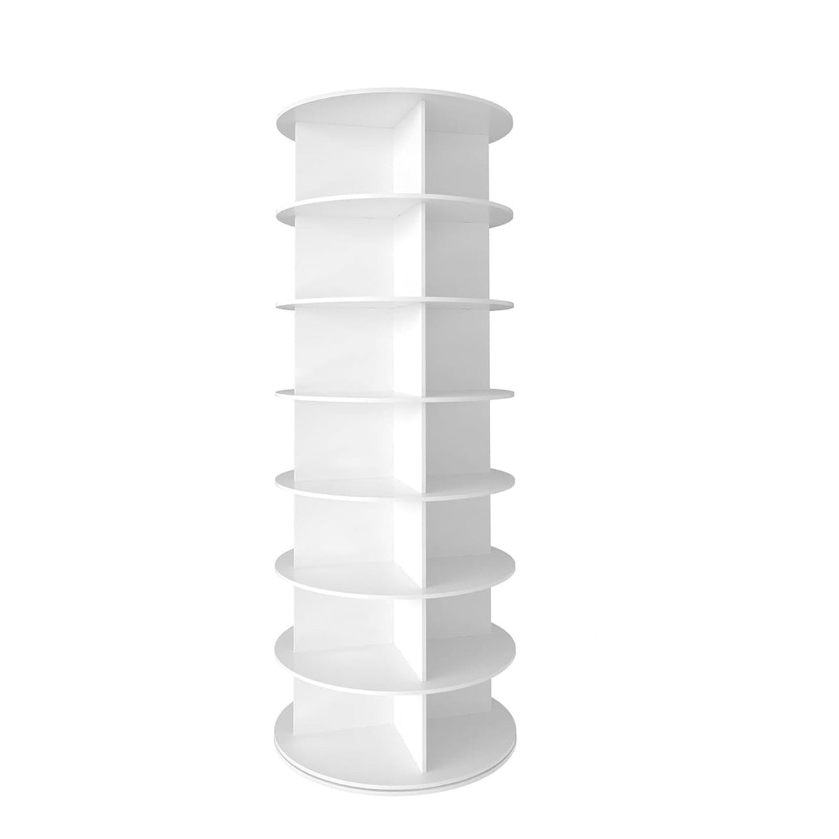 7 Tier Rotating Shoe Rack White PVC Display Tower