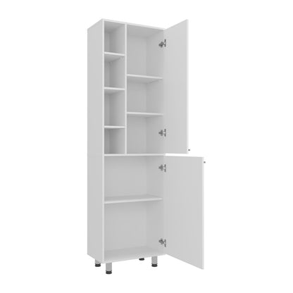 Living Room White Kitchen Pantry Cabinet - 13.1 x 23.1 x 80.3", Adjustable Shelves