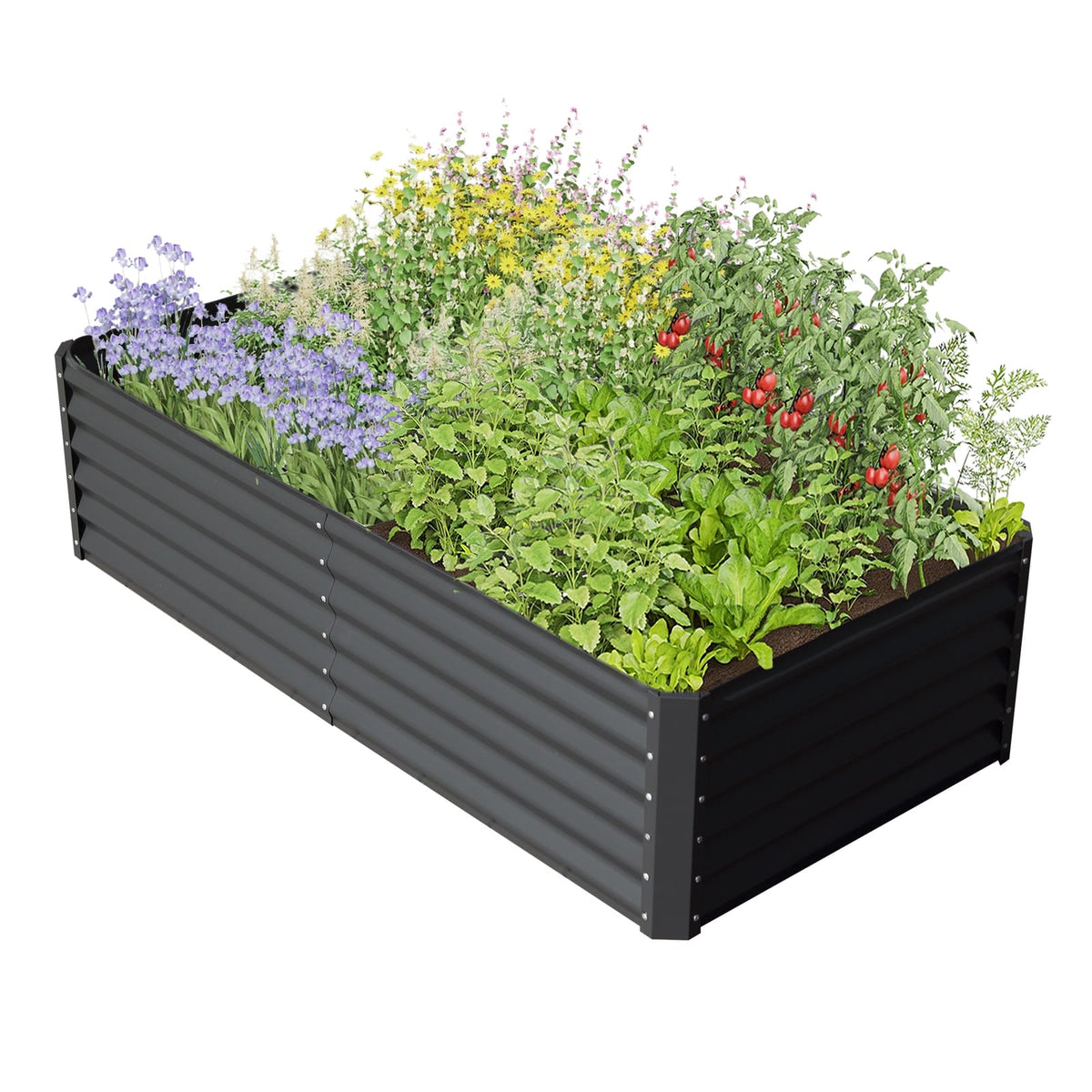 8x4 ft Dark Gray Galvanized Steel Raised Garden Bed - Outdoor Planter Box
