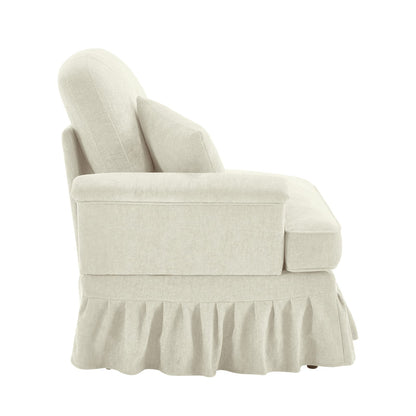 Beige White Chenille Sofa - 1 Seat Sectional