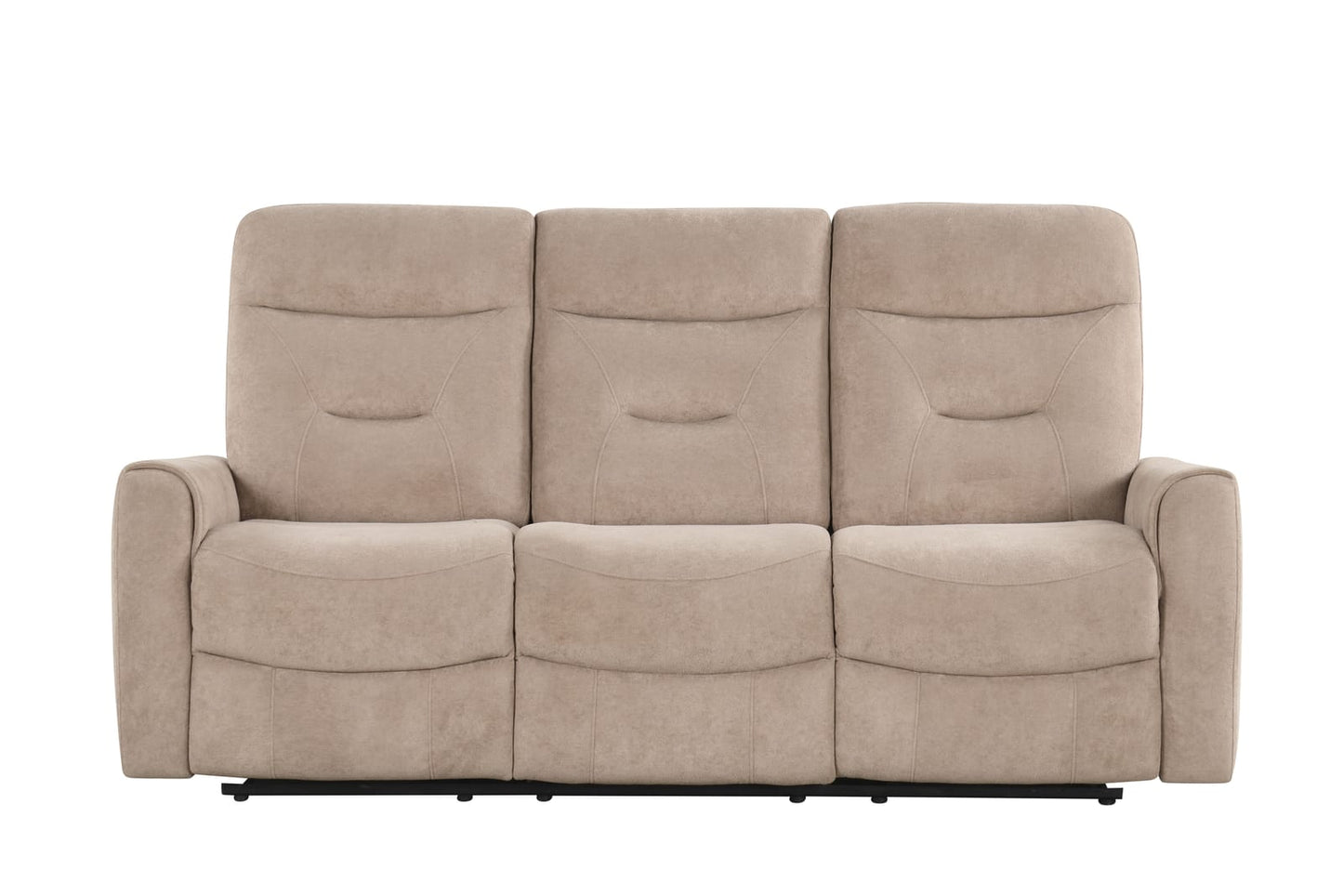 80 Inch Beige Upholstered Reclining Sofa with Console