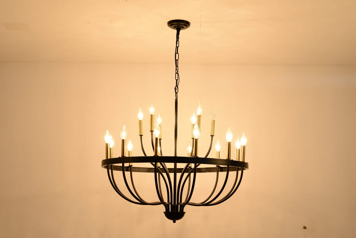 Modern Gold Black Metal Chandelier for Dining Room and Living Area