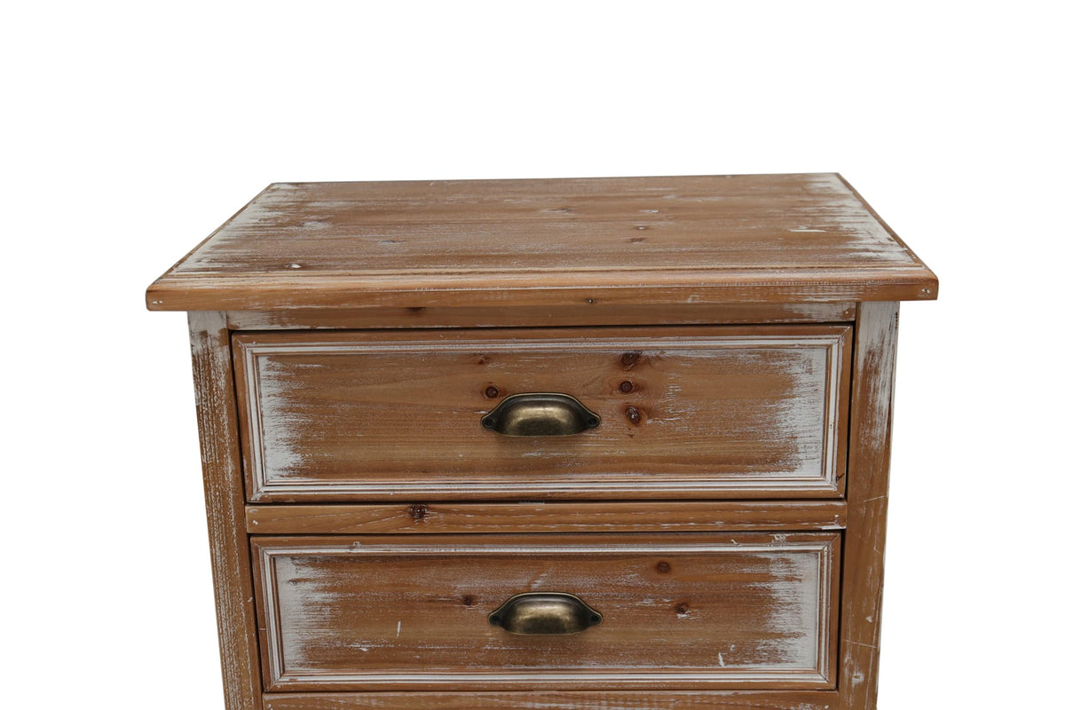 Rustic Wooden Storage Cabinet - 3 Drawers, Natural Wood for Living Room