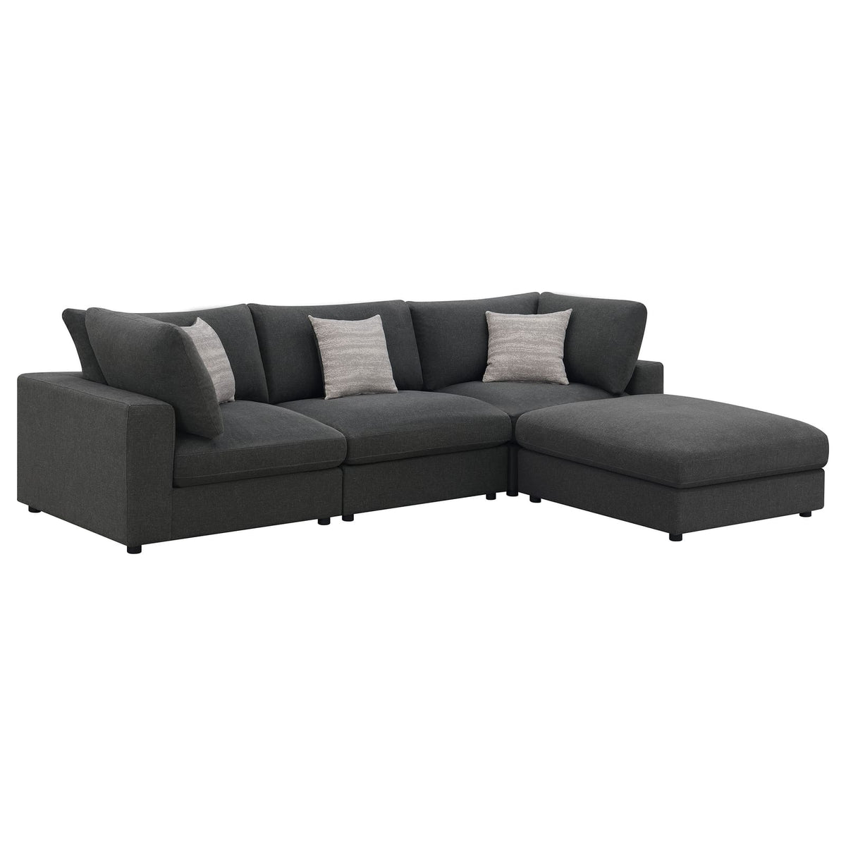 Charcoal Upholstered 4 Seat Sectional Sofa