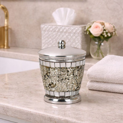 Aluminum Vanity Jar - Steel Gray Storage Organizer for Bathroom & Bedroom