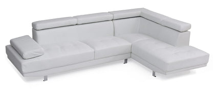 White 3 Seat PU Sectional Sofa - Modern Sectional for Living Room