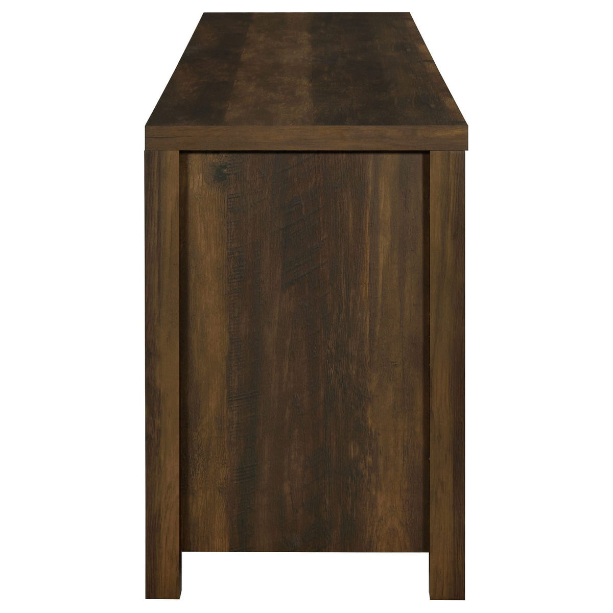 70-79 Inch Brown Wood Metal TV Stand with 2 Doors