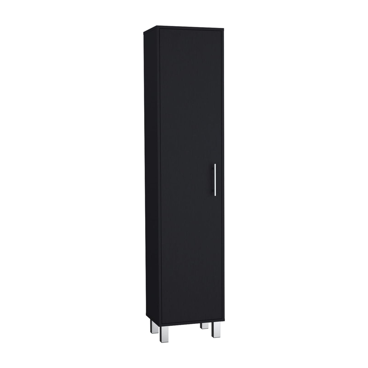 Laska 70" Tall Storage Cabinet - Black with Shelves for Living Room